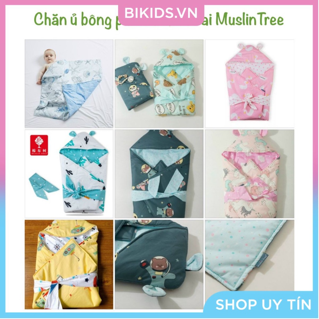 Chăn ủ có tai chất liệu bông Muslin Tree 70x85cm