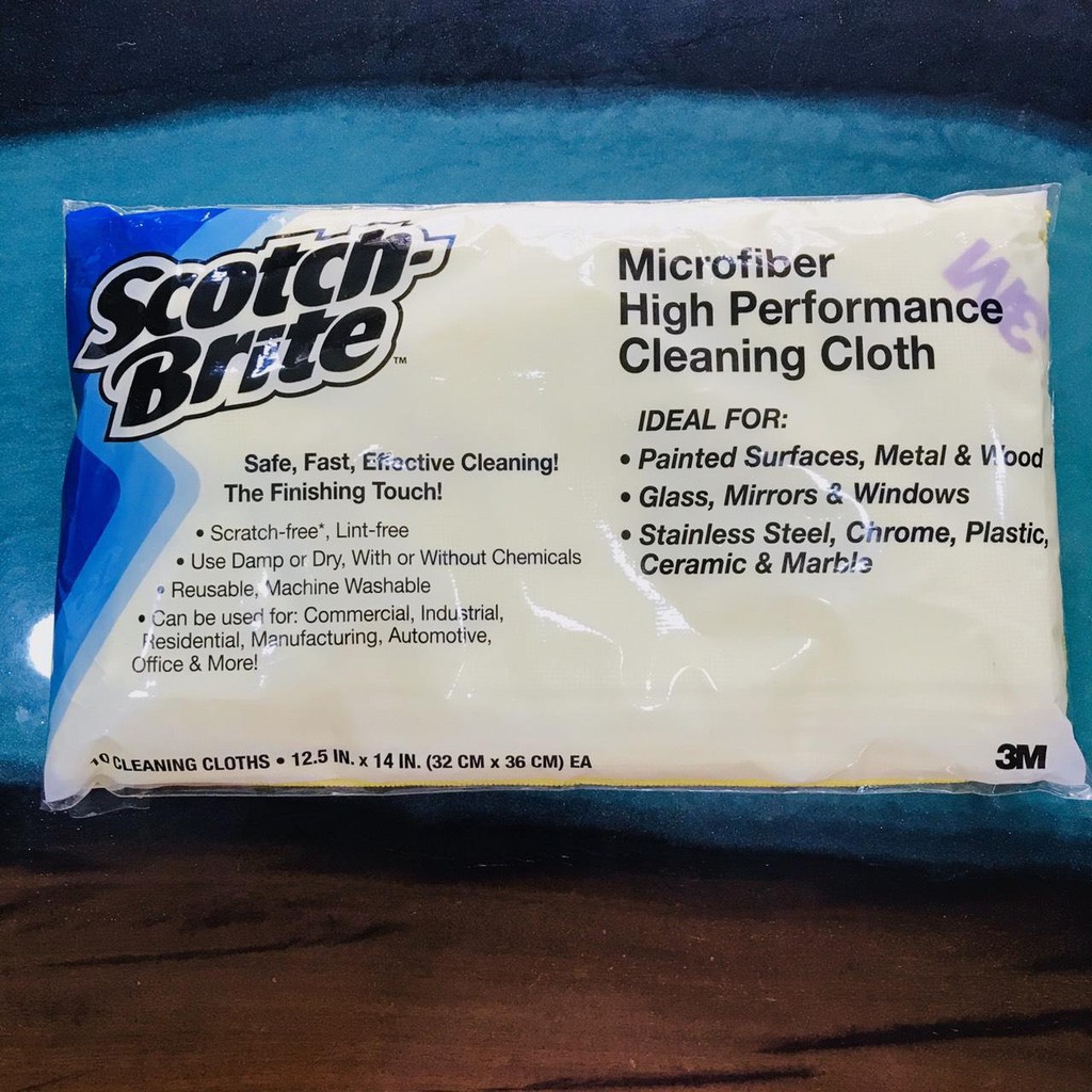 Túi 10 Khăn Microfiber 3M SQ21 36x36cm - Mềm Và An Toàn Cho Bề Mặt – Hàng Chính Hãng Scotch-Brite