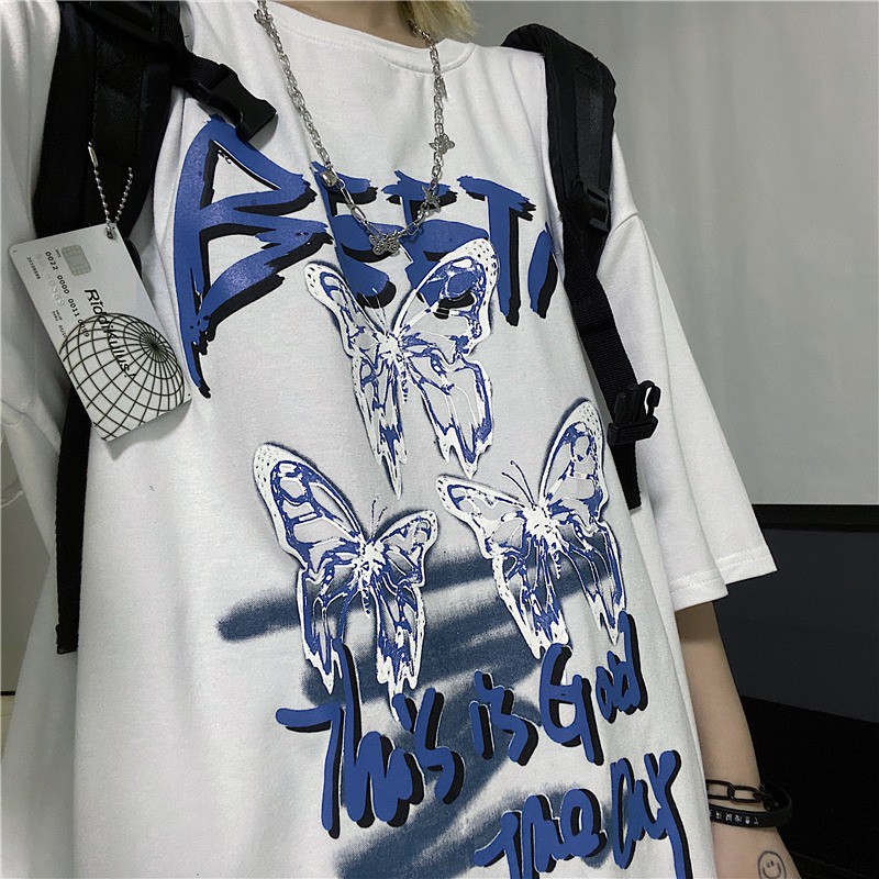 [Áo phông nữ form rộng tay lỡ] Áo thun tay lỡ unisex BUTTERFLY, Áo thun nữ form rộng đẹp màu trắng,đen chất cotton | BigBuy360 - bigbuy360.vn