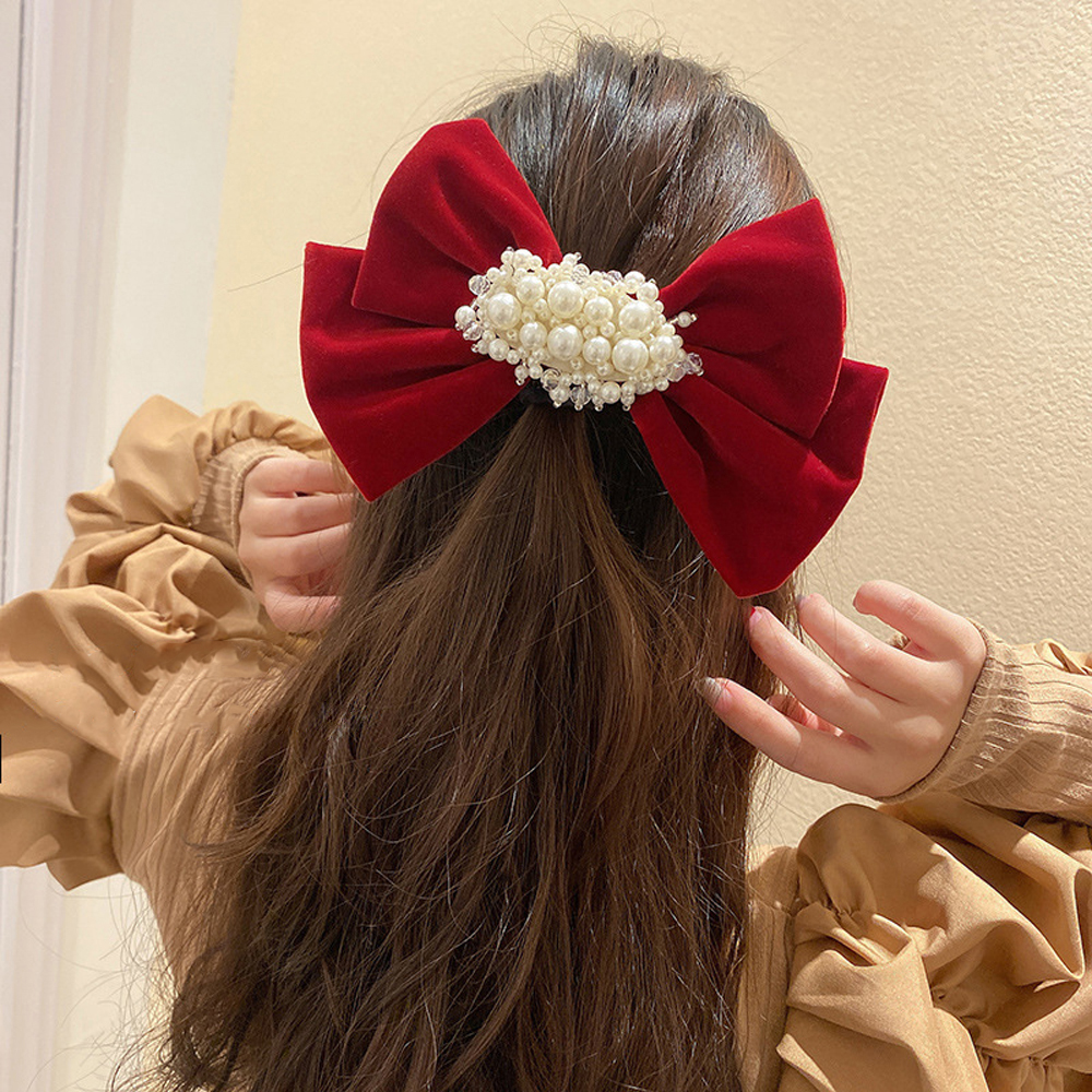 Kẹp Tóc Hình Nơ Vải Nhung Thời Trang Cho Nữ