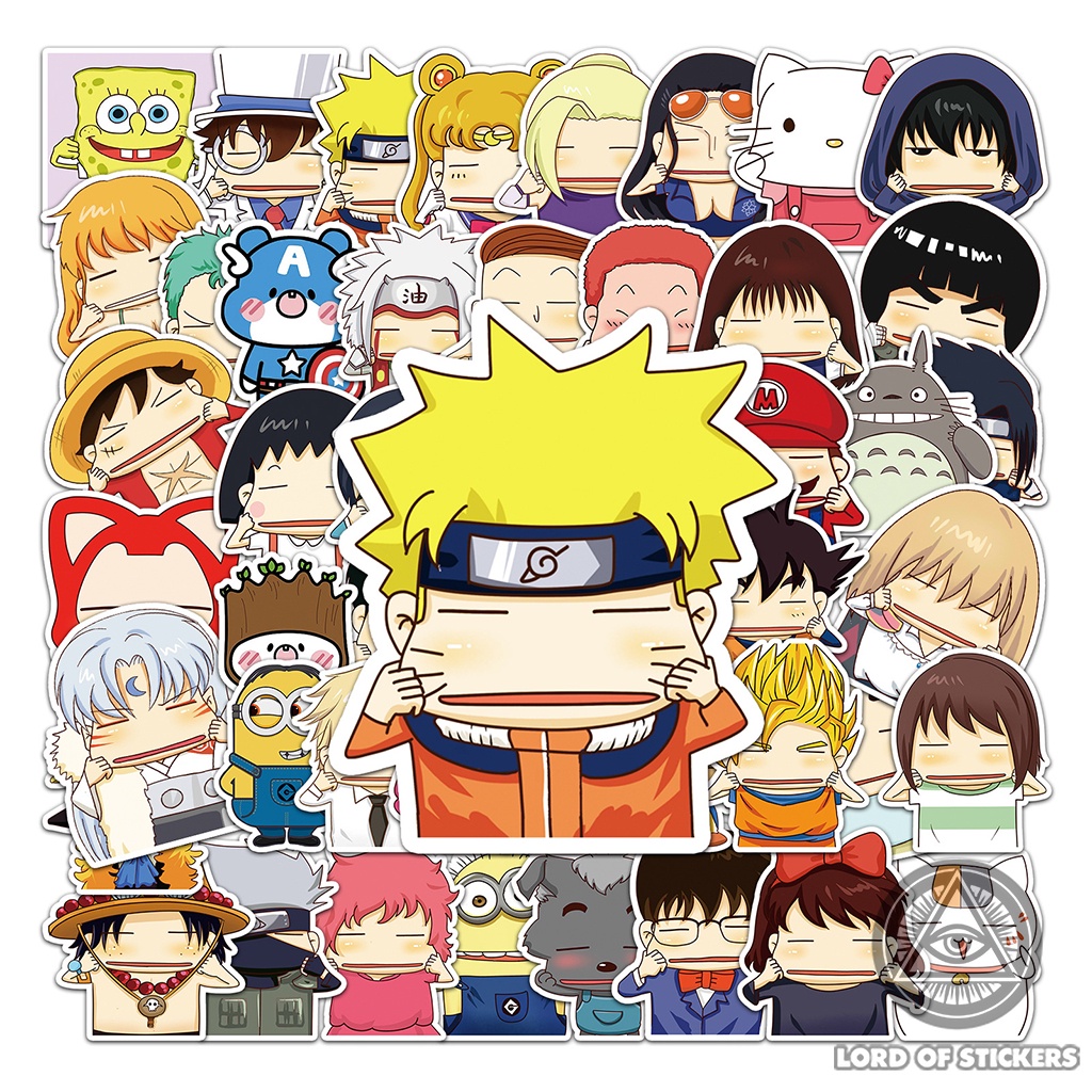 Set 50 Nhãn Dán Nhân Vật Hoạt Hình Dễ Thương Sticker Meme Cute Chống Thấm Nước Trang Trí Mũ Bảo Hiểm, Ván Trượt Laptop