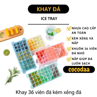 Khay Làm Đá - Khuôn Làm Đá, Thạch Rau Câu 36 Ô Kèm Xẻng Và Nắp Đậy Tiện Lợi 9455 [FREESHIP]