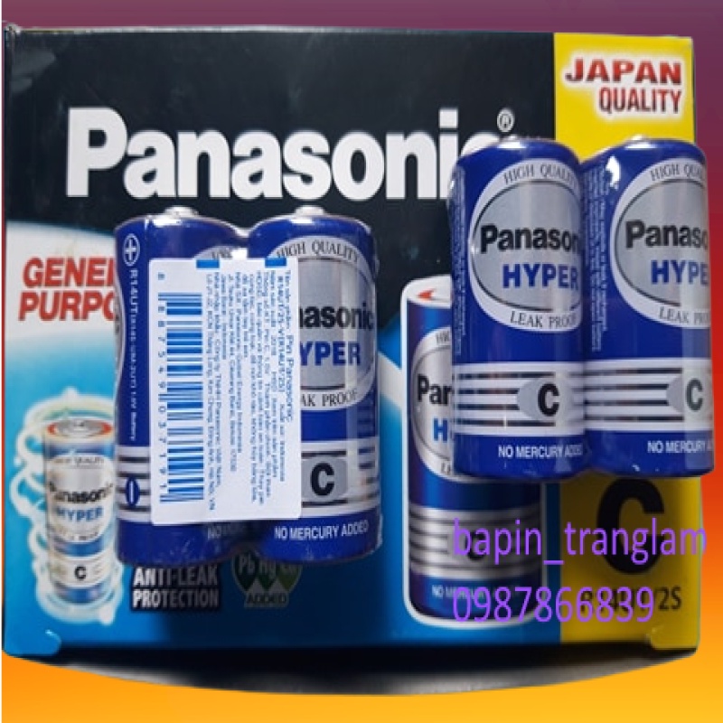 Pin Bếp ga, đài catset, máy bắn khoảng cách, Pin Trung cỡ C Panasonic R14UT/2S chính hãng