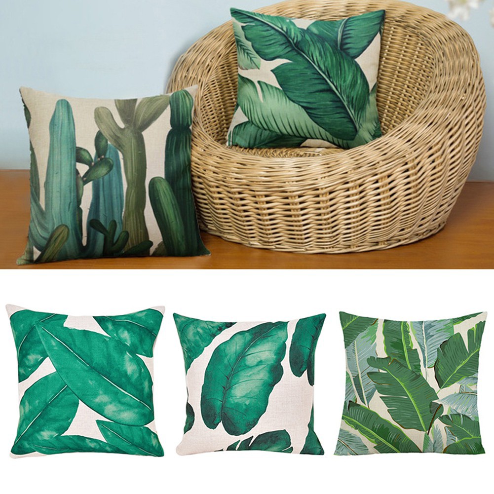 Vỏ gối họa tiết đơn giản hình hoa lá cho ghế sofa
