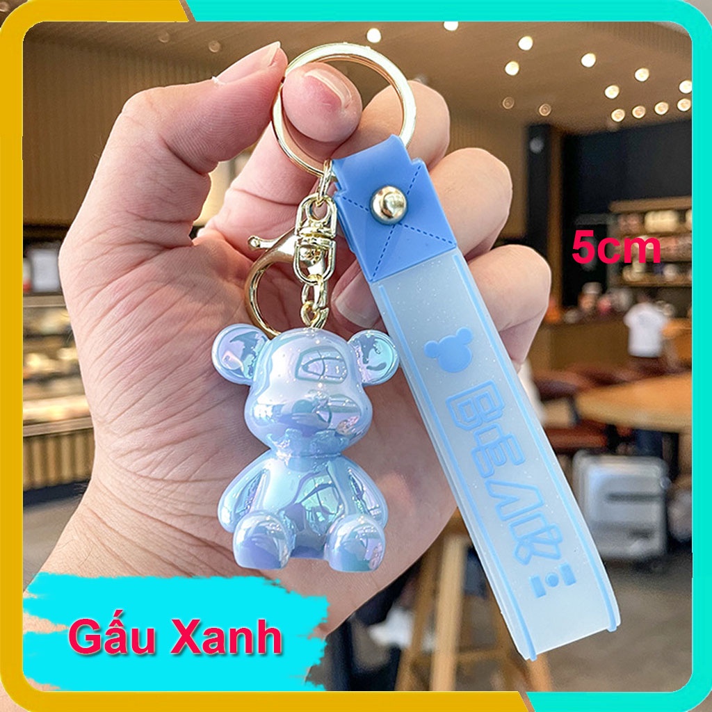 Móc Khóa Gấu Hàn Quốc Dễ Thương, Mạ Điện Hình Búp Bê Cao Cấp,Treo Trên Balo, Túi Xách KB03