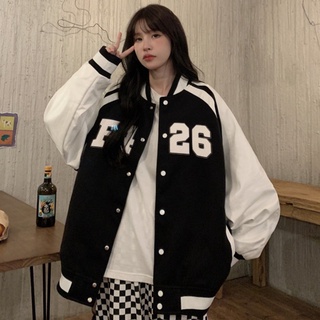 Áo khoác bomber bóng chày số 26 chất nỉ
