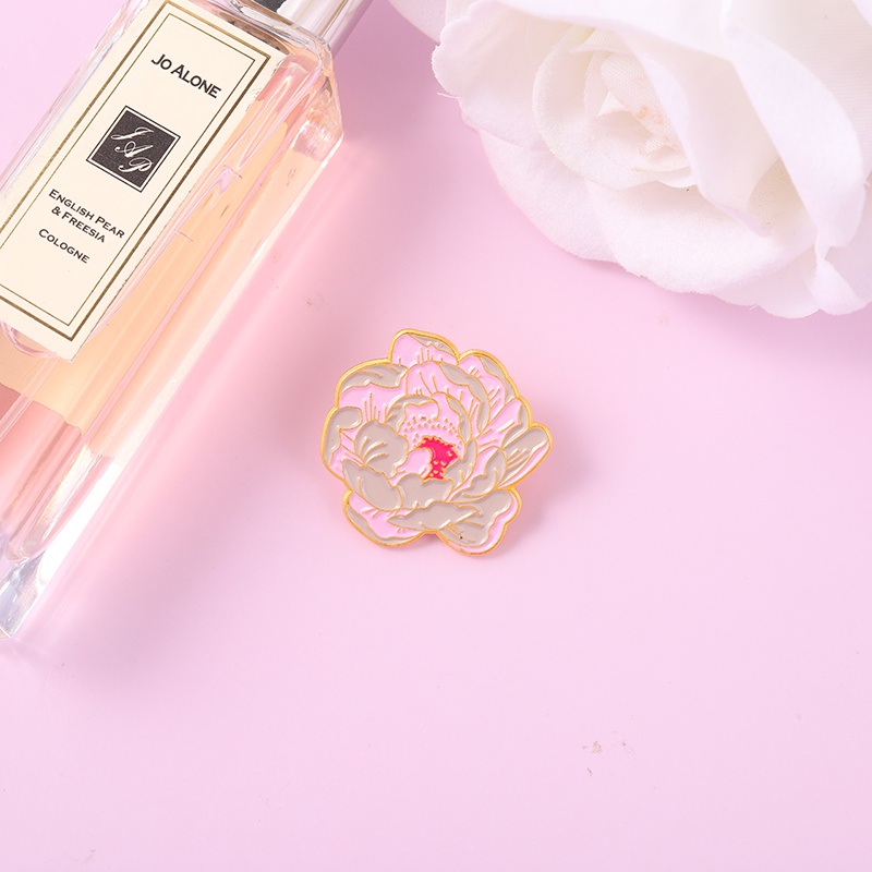 Ghim cài áo QIHE JEWELRY hình hoa mẫu đơn màu hồng sáng tạo thanh lịch