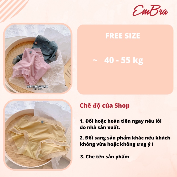 Quần lót nữ cạp ren tim đính lá cao cấp EmBra EBQL30