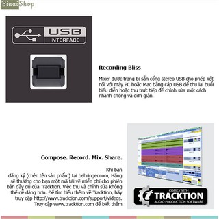Mixer thu âm 8 cổng vào Behringer XENYX Q802USB