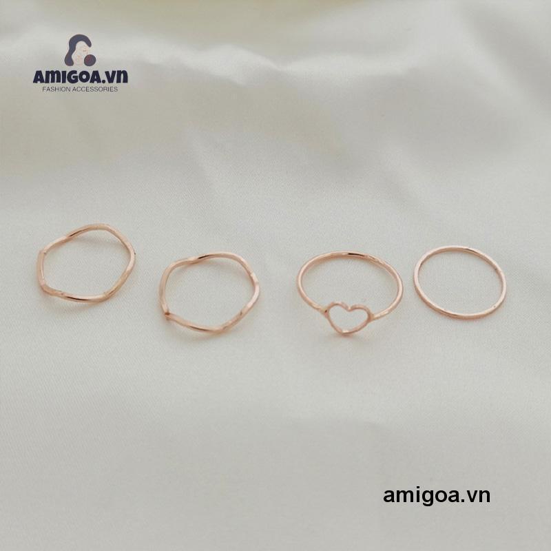 ✨✨Bộ 4 nhẫn hợp kim thiết kế thanh lịch hợp thời trang