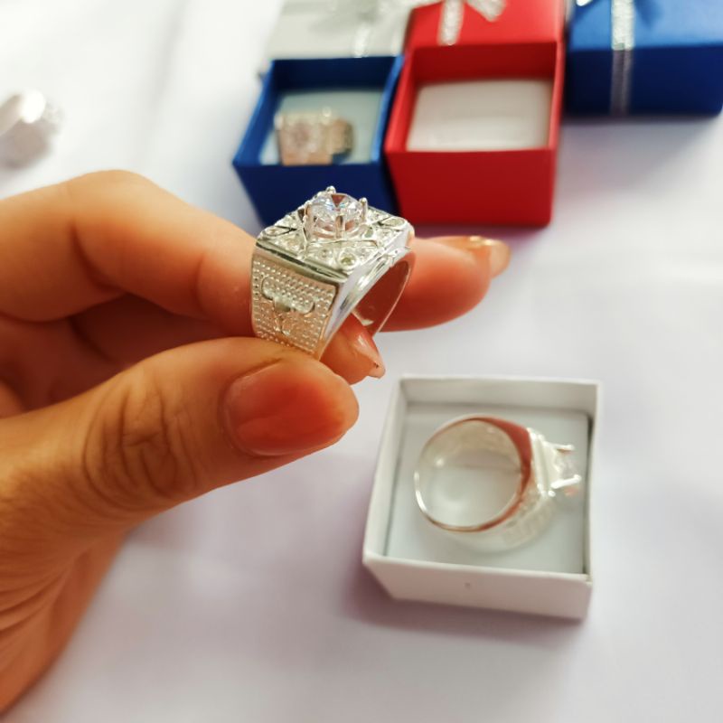 Nhẫn nam bạc 925 đính đá pha lê sang trọng lịch lãm vĩnh viễn bảo hành