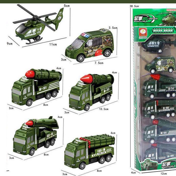 Hộp 6 Xe Ô Tô Quân Sự Chạy Đà Cho Bé