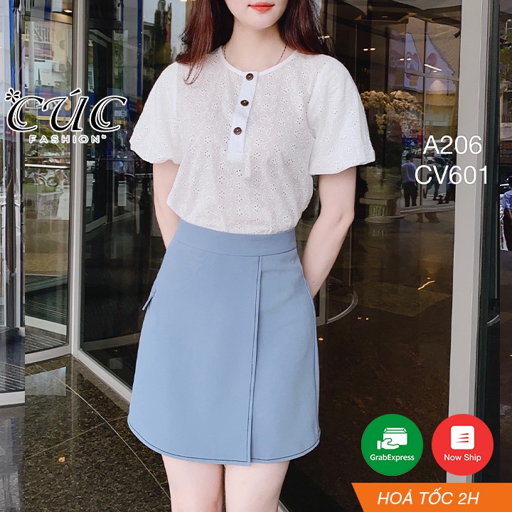 Chân váy đầm chữ A cao cấp công sở nữ dáng dài Cúc Fashion CV601 cv chữ A túi hông | BigBuy360 - bigbuy360.vn