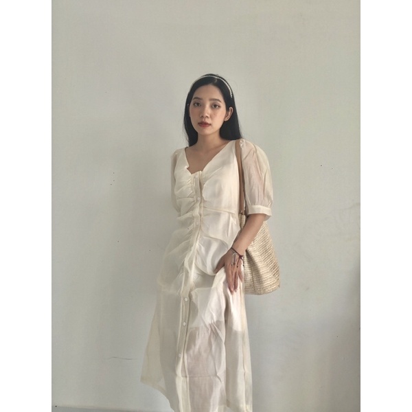 Đầm maxi đi biển, Váy công chúa, váy tơ trắng dáng maxi hè xinh,Váy tơ tay phồng đi biển mặc hè xinh | BigBuy360 - bigbuy360.vn