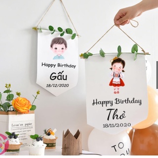 Banner bảng tên, cờ tên trang trí sinh nhật, trang trí thôi nôi kiểu vintage Hàn Quốc RTK012