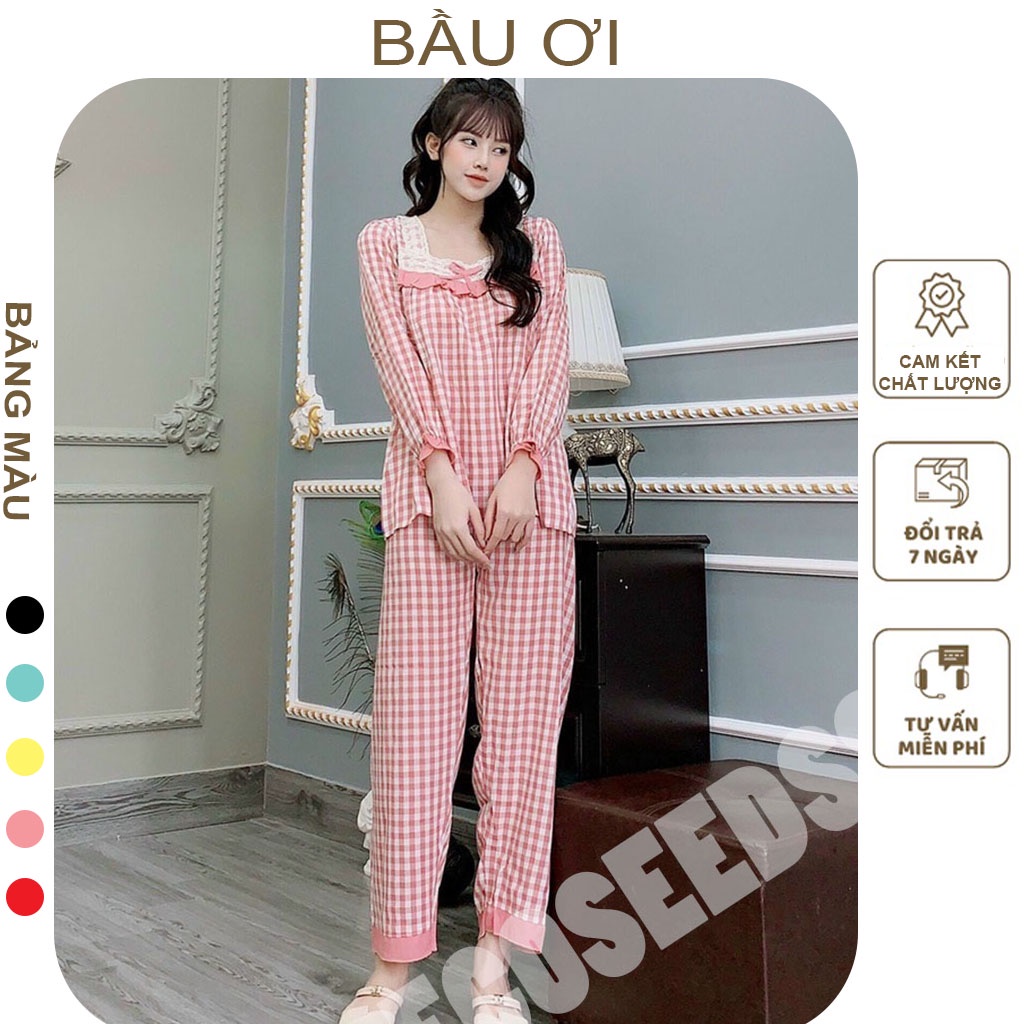 [BAUOI B19] BỘ BẦU DÀI TAY CHẤT ĐŨI KẺ CARO TRƯỚC VÀ SAU SINH CÓ KHÓA CHO BÉ TI - BỘ QUẦN ÁO BẦU MẶC Ở CỮ CỰC XINH