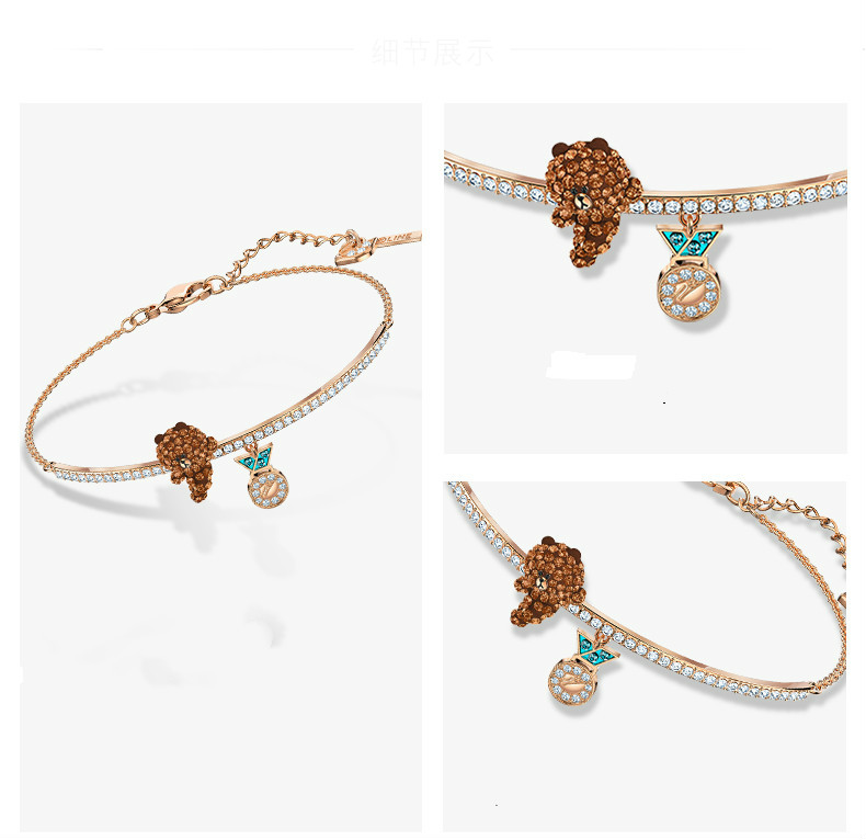 FREE SHIP VòngTay Nữ SwarovskiLine Friends Gấu nâu sôi nổi Dễ thương và Vui tươi Bracelet Crystal FASHION cá tính Trang sức trang sức đeo THỜI TRANG
