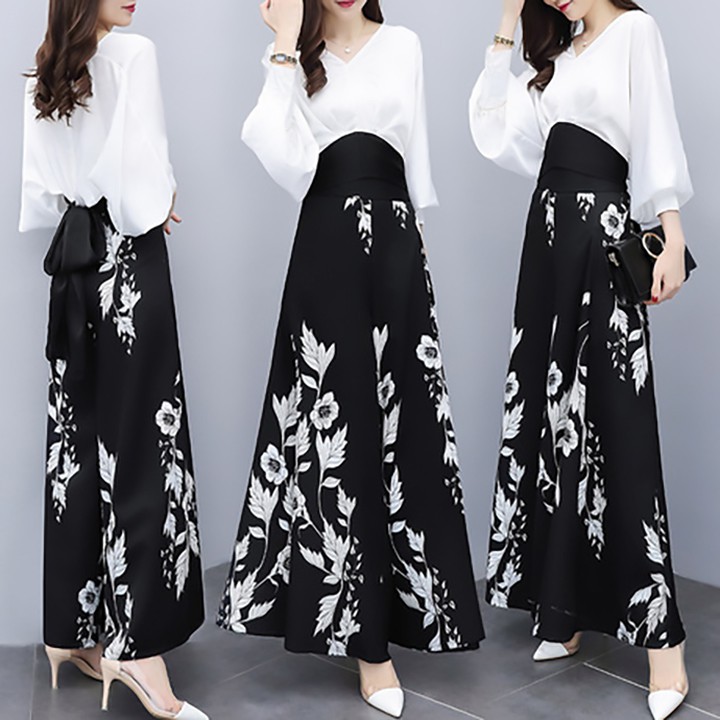SET BỘ ÁO CÁCH ĐIỆU QUẦN ỐNG RỘNG HỌA TIẾT CÁCH ĐIỆU SANG TRỌNG CÓ SIZE LỚN XXL