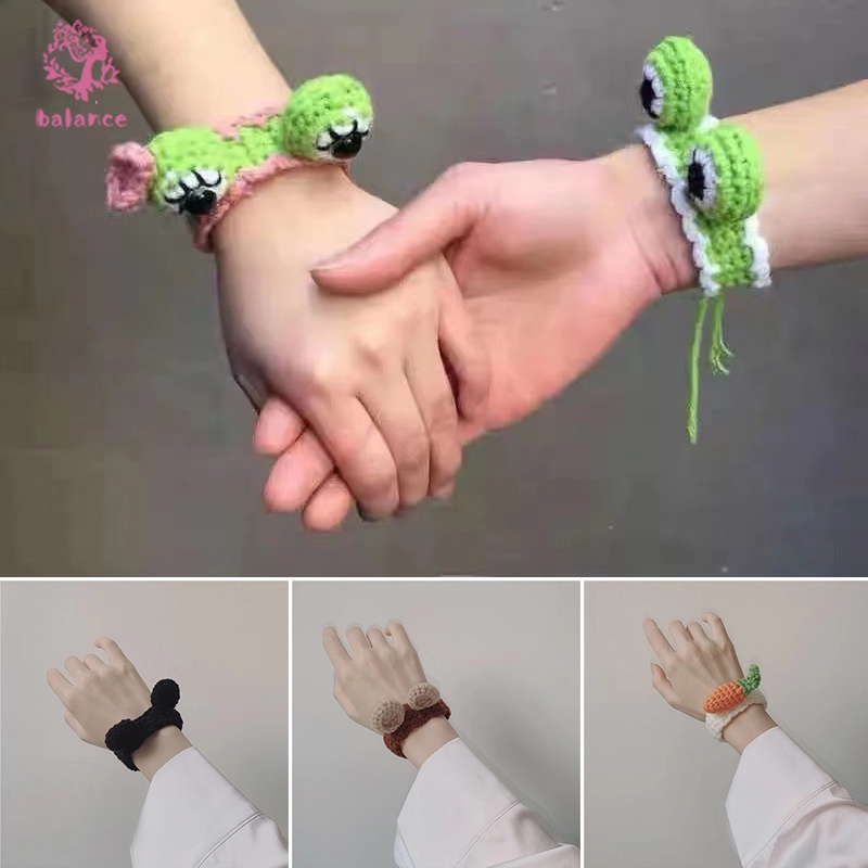 Vòng Tay Bông Dày Bện Thủ Công Hình Động Vật Hoạt Hình Co Giãn Cao Cho Bé Gái