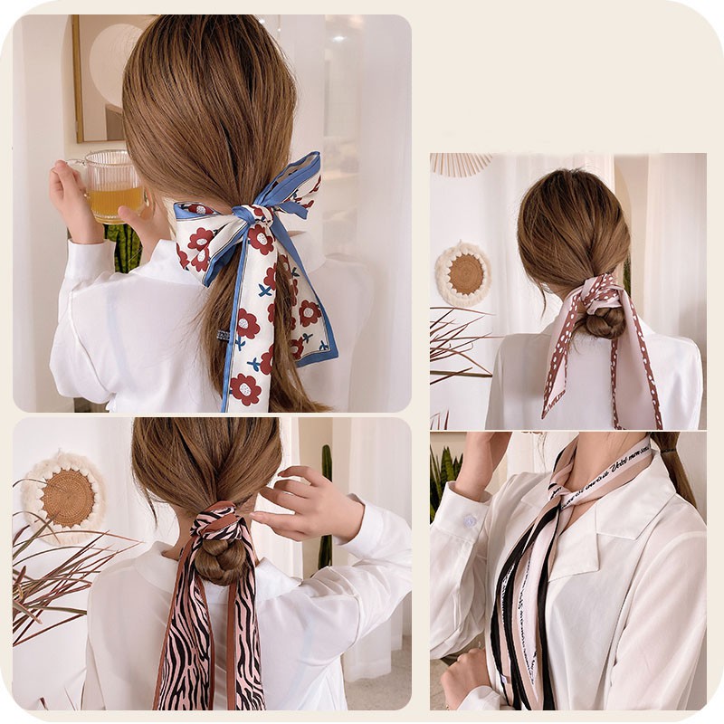 Fashion Silk Scarf Headband Tied Hair Bow Ribbon Ribbon