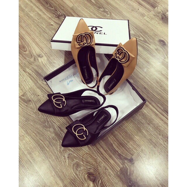 ] Giày búp bê khóa G hở gót