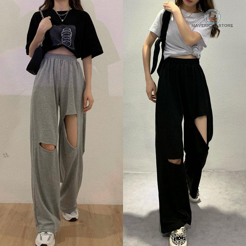 Quần dài nữ lưng cao ống rộng thời trang phong cách