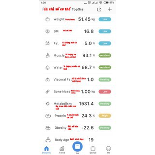 cân sức khỏe phân tích lượng mỡ và nước trong cơ thể (11 thông số qua smartphone)