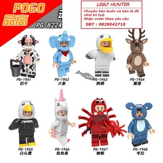 Lego Minifigures Nhân vật Cosplay thú ngộ nghĩnh Bò sữa Voi Chim Hươu Kỳ lân Nhện Gấu túi PG 8224