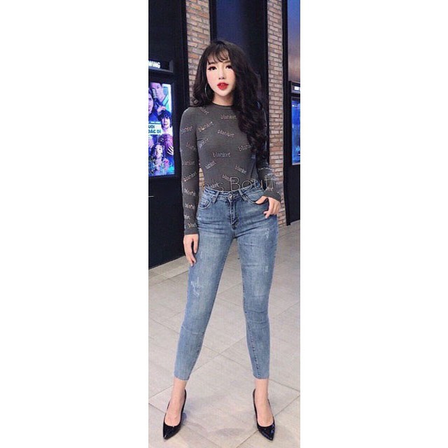 QUẦN JEAN NỮ ĐẸP THỜI TRANG MÀU XANH MỚI NHẤT 2019 QJ25