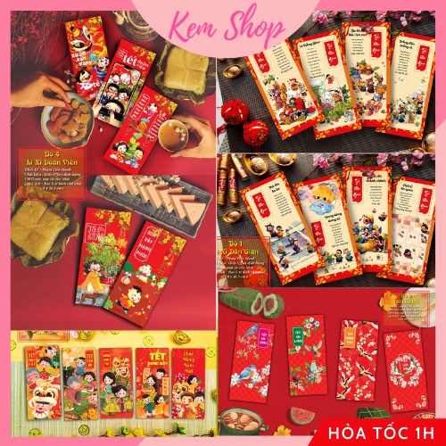 Set 50 Lì Xì Tết Nhiều Chủ Đề Truyền Thống Dân Gian Ý Nghĩa - Kemshop K82