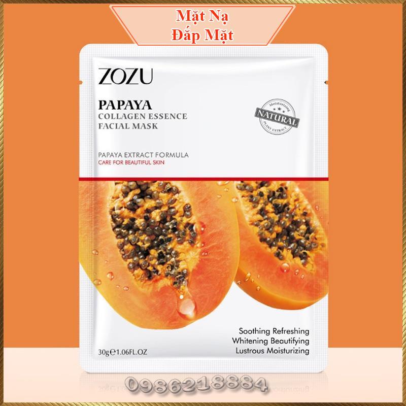 Mặt nạ tinh chất Đu Đủ Zozu Papaya Collagen Essence Facial Mask cấp ẩm chuyên sâu mềm mịn da ZPC2