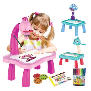 Bộ đồ chơi bàn học vẽ tranh có đèn chiếu hình độc đáo cho bé tô màu vẽ theo - Projector Painting 24 pattern