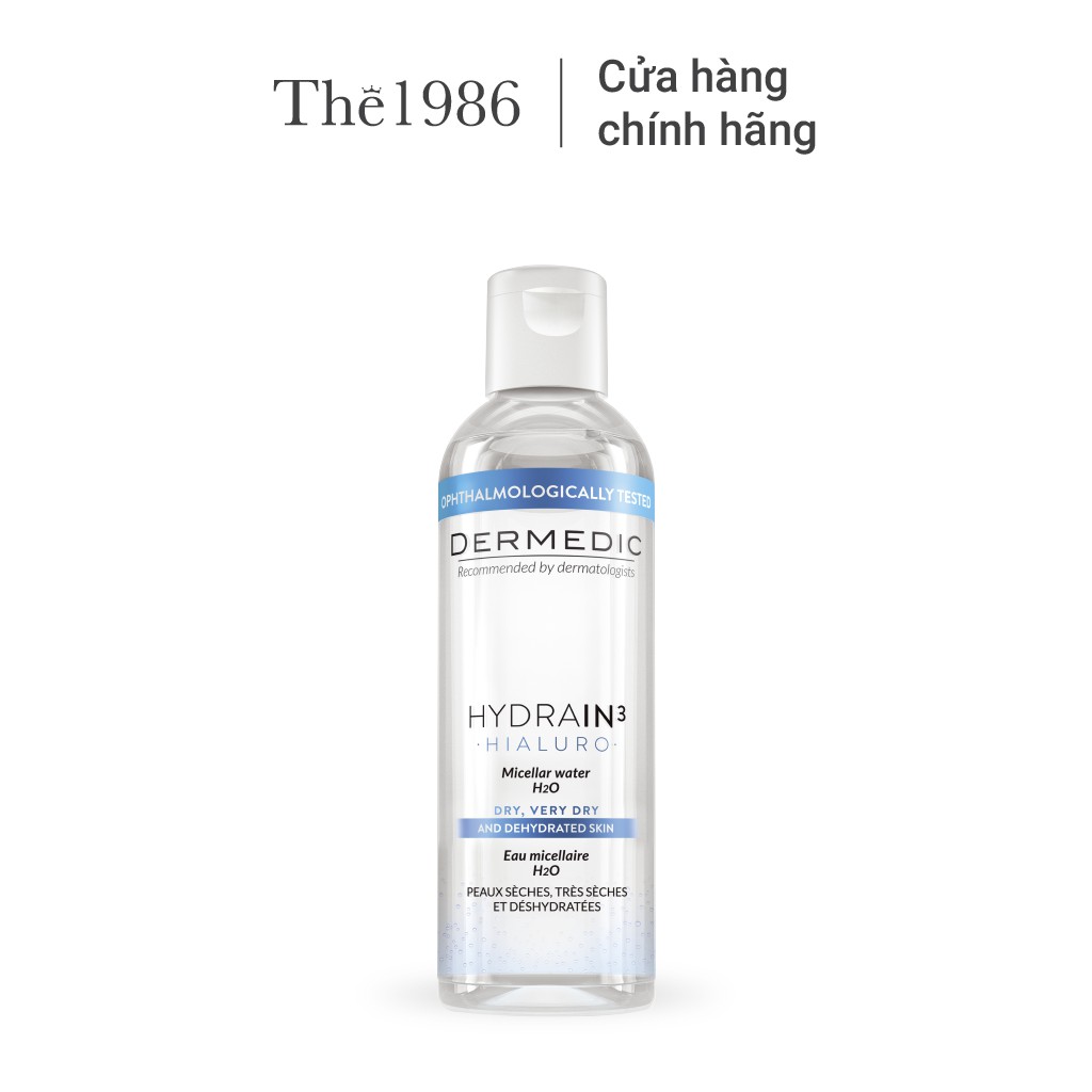 Nước làm sạch 2in1 cho da khô Dermedic Hydrain3 Hialuro Micellar 200ml