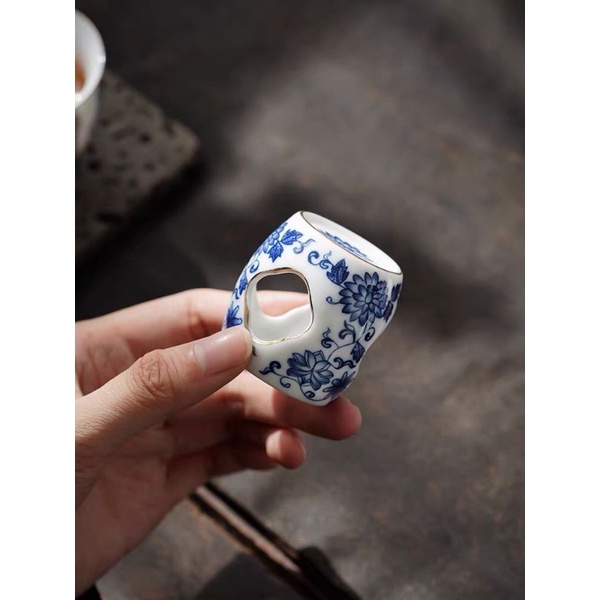 Đôn Cảnh Đức men xanh - đỏ kê chậu mini