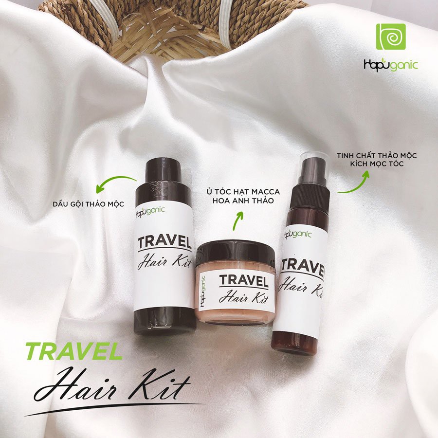 Bộ kit du lịch travel cho tóc HaPuganic Dầu Gội, Ủ  Xả Tóc Và Tinh Chất Kích Mọc Tóc