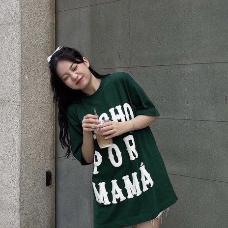 Áo Thun 3158 POR MAMA Xanh Rêu Áo Phông In Chữ 3158 Form Rộng Tay Lỡ Dáng Oversize Nam Nữ Chất Vải Dày Dặn Mặc Mát Mẻ