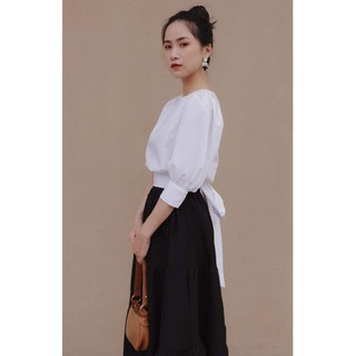 ÁO CỔ TRÒN THẮT NƠ SAU
