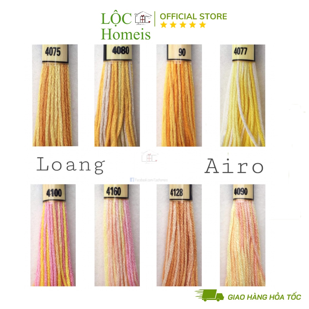 [Chọn màu] Chỉ Loang Airo - Chỉ thêu Cotton - LỘC Homeis