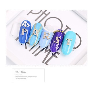 [Hàng mới về] Phụ kiện trang trí móng tay nghệ thuật bằng kim loại đính đá lấp lánh thời trang Nhật Bản