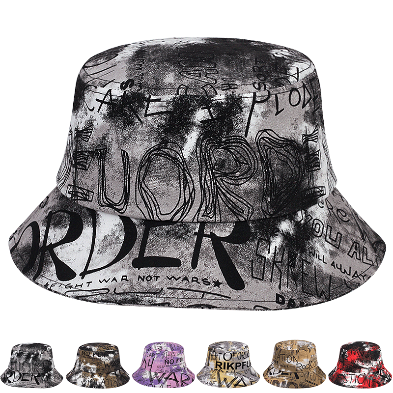 Nón vành cotton họa tiết graffiti thời trang cho nam nữ