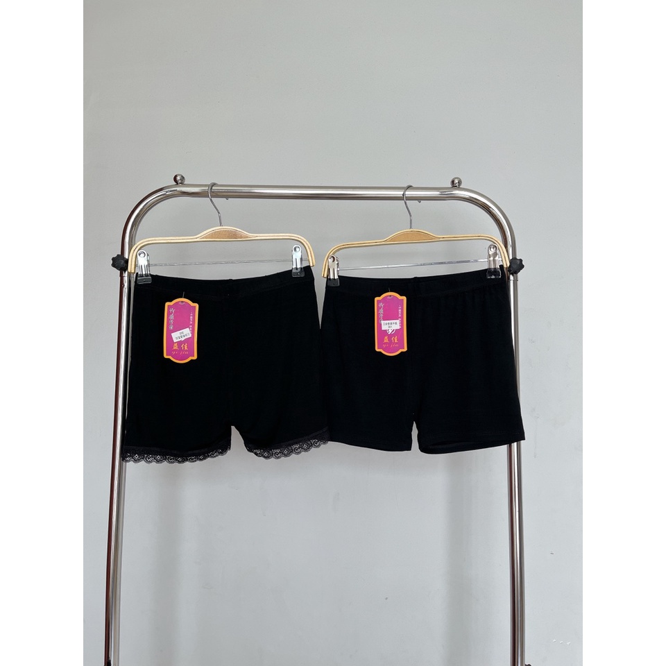 Quần Thun Ôm Body Mặc Đầm Có Viền Ren Trơn Màu Đen Kiểu 2 | Smide Clothing