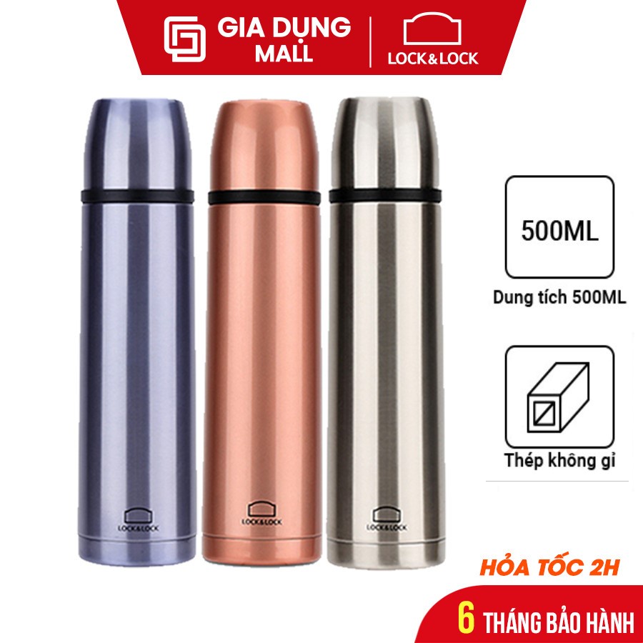 Bình Giữ Nhiệt Lock&Lock Vienna LHC1430 (500ml),Chất liệu thép không gỉ 304 - Hàng Chính Hãng