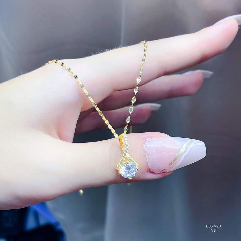 DÂY CHUYỀN LÁ ME MẶT ĐÁ VÀNG