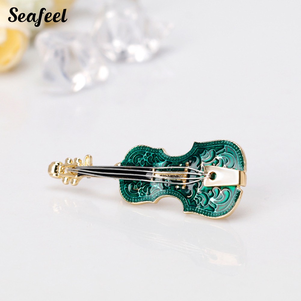SF ✥Violin Shape Enamel Instrument Brooch Pin Corsage Suit Lapel Decoration