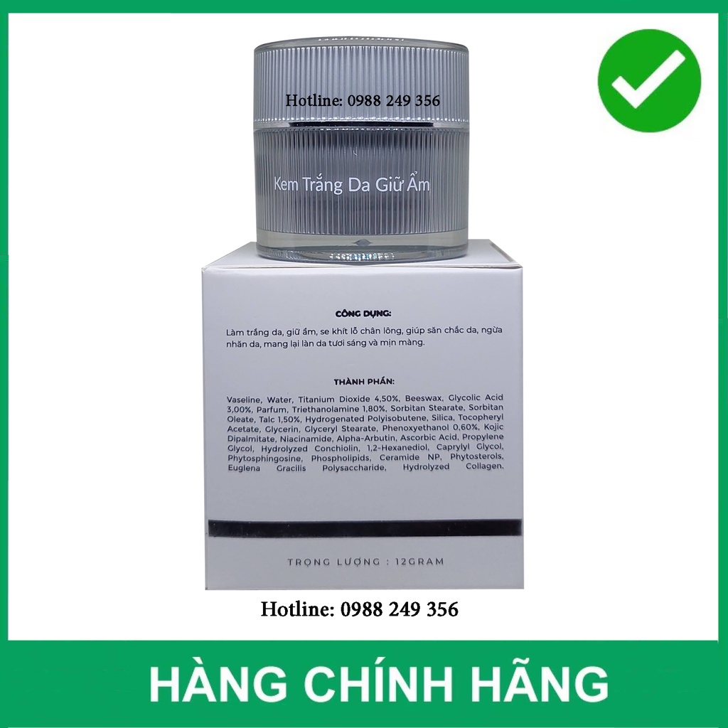 KEM TRẮNG DA GIỮ ẨM SE KHÍT LỖ CHÂN LÔNG NGỪA NHĂN DA NGỌC TRAI ĐEN 12G