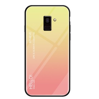 For [Samsung Galaxy A8 Plus 2018] Gradient Tempered Glass Back  Protective Case
