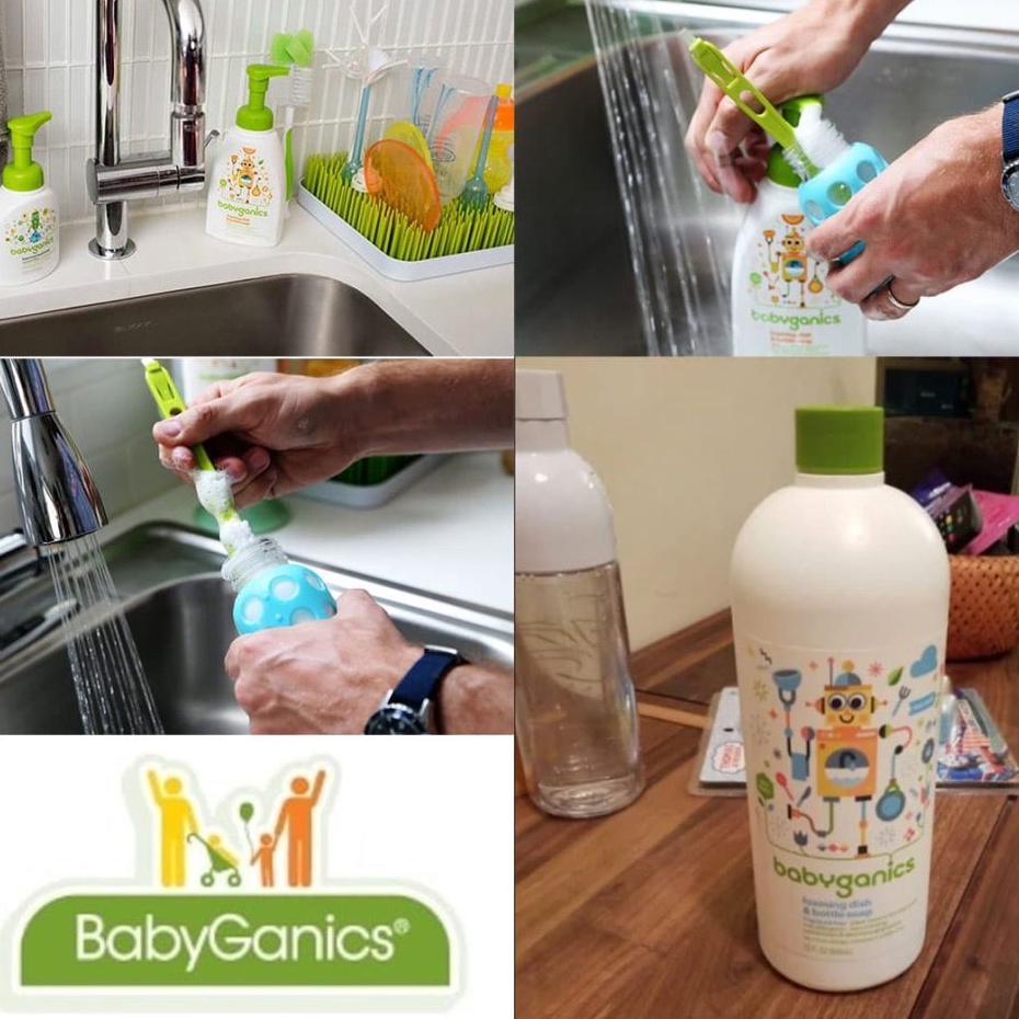 Nước rửa bình Babyganics hữu cơ an toàn cho bé - Chai vòi và refill - Rửa sạch cả bát đĩa ăn dặm [CHÍNH HÃNG - SẴN]
