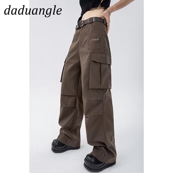 Quần dài Daduhey ống rộng nhiều túi phong cách retro thời trang ins 2022 cho nữ