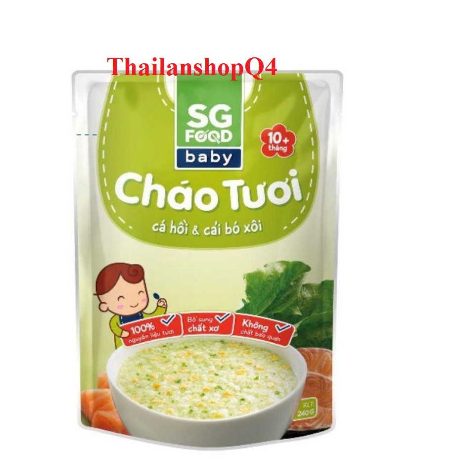 (HCM) Cháo ăn dặm cá hồi bó xôi (10m+) 240g SG Food