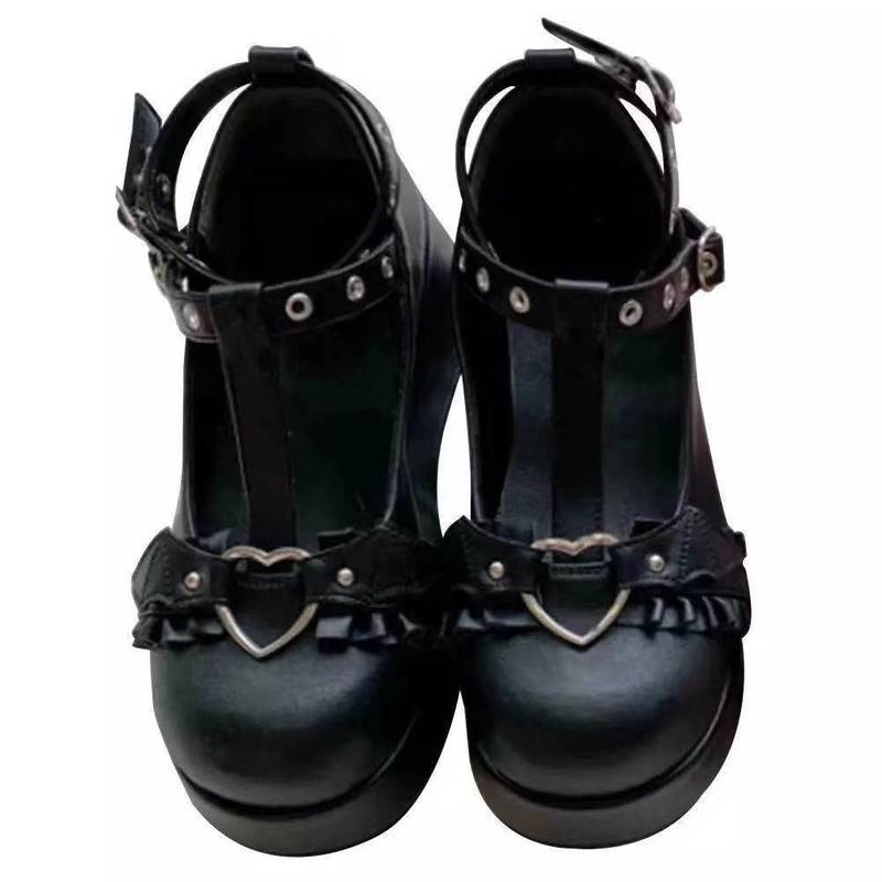 Giày Bốt Đế Xuồng Dày Phong Cách Gothic Punk Dễ Thương Size 35-43 Plus Mới